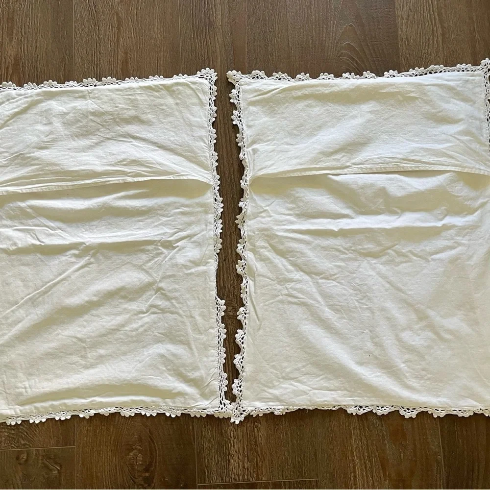 White Crochet Throw Pillows 21/26 inches